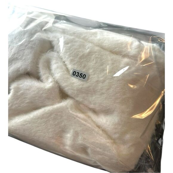 Maeve Eyelash Knit Sweater Tee White Scoop Neck Short Sleeve Top XL - Picture 5 of 8